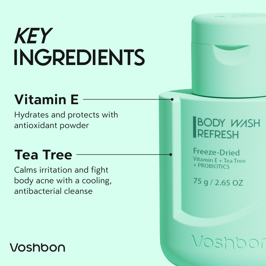 REFRESH Freeze-Dried Body Wash natural ingredients and probiotics