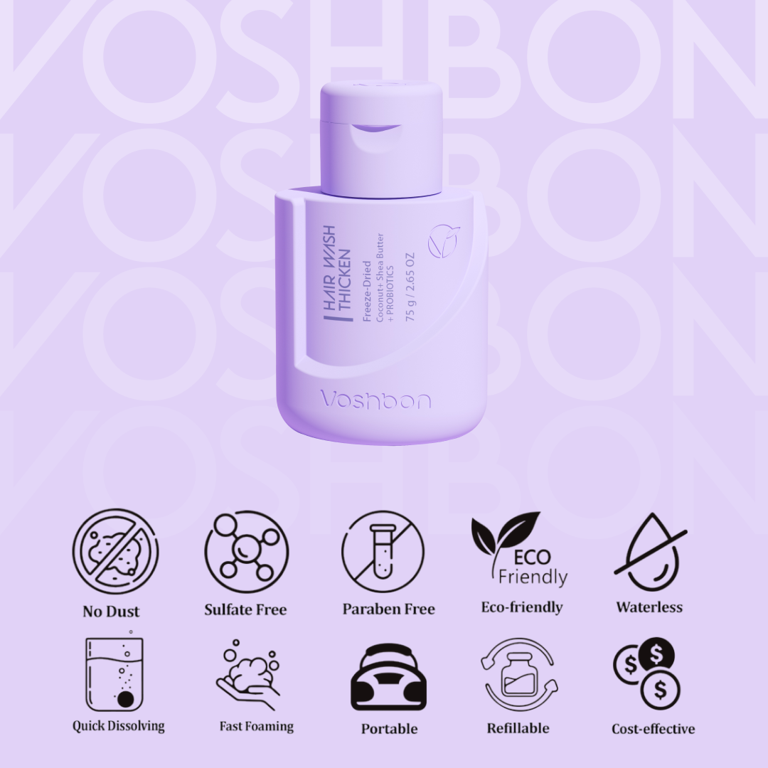 hair wash certification icons gentle waterless hair care information